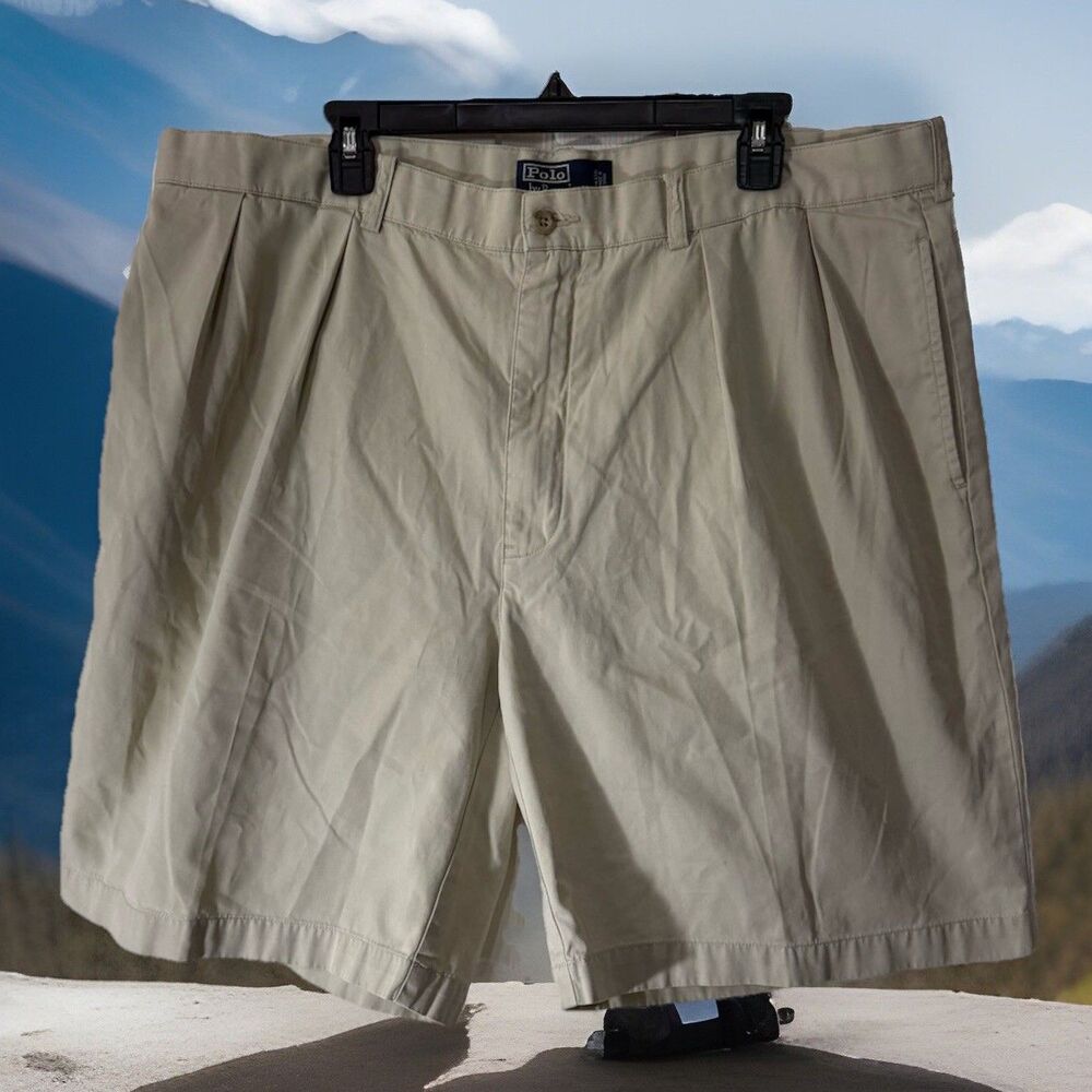 y2k Polo Ralph Lauren Tyler Chino Shorts Men's 42 Double Pleat 8.5" Inseam Khari